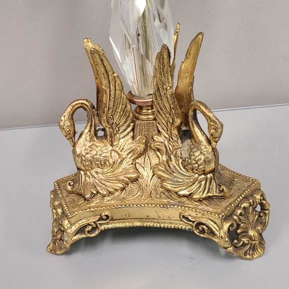 Vintage Brass Swan Base 3 Arm Candelabra 15" - Picture 3 of 12